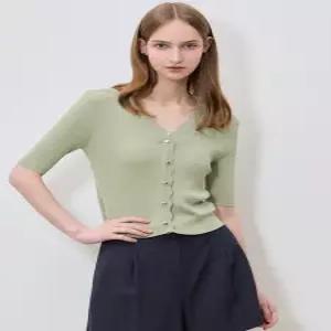 [리스트][리스트(LIST)] 페미닌 골지 스캘럽 반팔 니트 (택가격 128000원)