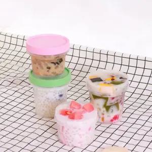 요거트통 푸딩컵 500개 핑크색 용기 뚜껑 공병 디저트 사탕통