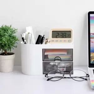 은플 사무용품 메이크업 화장소품 깔끔정리 2단서랍함 공간활용 데스크트레이 책상정리