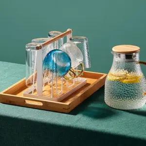 우드핸들 컵 정리대 6구수납 받침대 포함 컵걸이 컵정리 컵건조 컵건조대 컵수납 컵꽂이