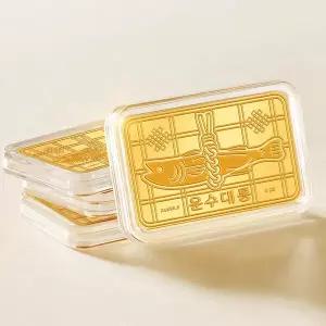 [비앤비골드] [가죽케이스증정] 24K 순금 행운 액막이 명태 골드바 0.2g
