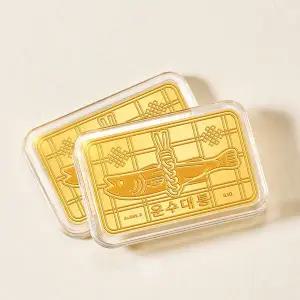 [비앤비골드] [가죽케이스증정] 24K 순금 행운 액막이 명태 골드바 0.1g