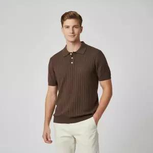 [인터메조]케이블 조직 카라 반소매 니트 2종택1 IMGSKN528G