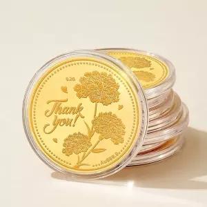 [비앤비골드] [가죽케이스증정] 24K 시들지 않는 땡큐 카네이션 순금코인 0.2g