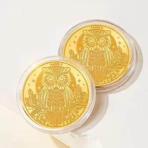[비앤비골드] [가죽케이스증정] 24K 행운 재물 부엉이 순금코인 0.1g