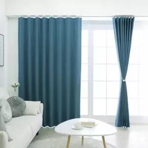 TBZ 거실 암막커튼 에메랄드 블루 나비주름 75x230cm 1장