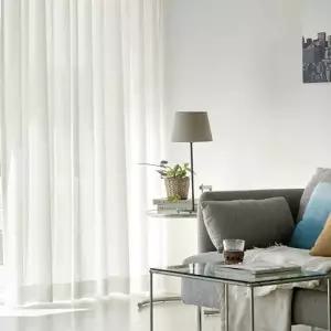TBZ 소프트 파스텔 쉬폰커튼 크림 나비주름 75x230cm 1장