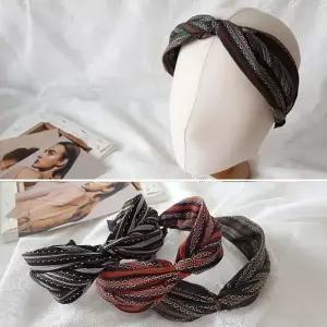 여자 기하학 패턴 꼬임 와이드 헤어밴드