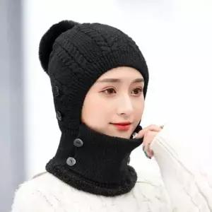 니트 넥워머 방울 털모자 일체형 겨울 바라클라바 니트 방한 목토시 겨울 모자 따뜻한 바라클라바 일체형