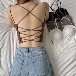 여성 끈나시 이너나시 크롭탑 캡내장 백리스 x끈 민소매