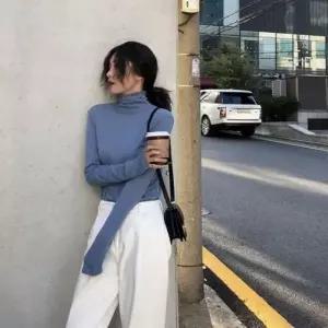 여성 겨울 목폴라 터틀넥 긴목 목티 슬림핏 티셔츠