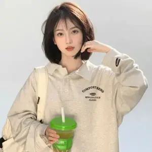 여성 카라 레터링 루즈핏 맨투맨 데일리 캠퍼스룩