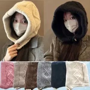 여성 방한 넥워머 겨울 후드 니트 바라클라바 귀달이 바라클라바 겨울 니트 커플넥워머 모자 후드넥워머