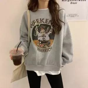 여성 페이크 레이어드티 프린팅 기모 맨투맨 티셔츠 2색