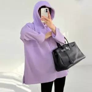 여성 오버핏 박시핏 롱 빅사이즈 골지 니트 후드티셔츠