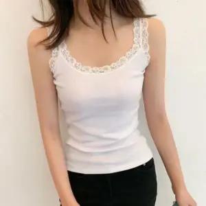 여성 레이스 레이어드 민소매 골지 이너 나시 티셔츠