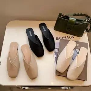 여성 스퀘어 뮬 슈즈 슬리퍼 샌들 구두 단화 신발