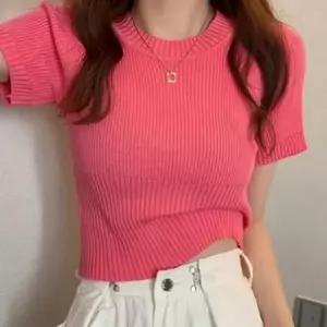 티셔츠 크롭 라운드 골지 여름 반팔 여성 넥