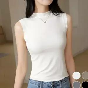 티셔츠 여성 베이직 민소매 라운드 여름 데일리 슬림핏