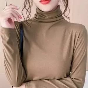 여성 티셔츠 폴라티 기본 반목폴라 목폴라 슬림