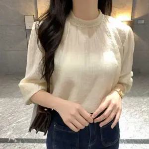 자수 시스루 포인트 블라우스 여성