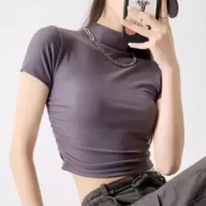 여성 반폴라 골지 크롭 반팔티 1P 베이직 데일리 여름 티셔츠 셔링 패션