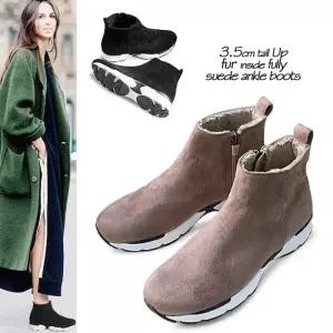 [카미엣뮤즈]스웨이드 퍼 숏 앵클 부츠_KM19w253