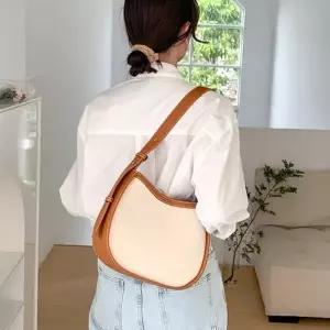 [다잇템]여자 튼튼한 캔버스 스퀘어 라운드 데일리 숄더백