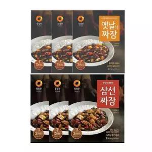 청정원 삼선 짜장, 180g + 옛날식 짜장 180g 각 3개 총 6개