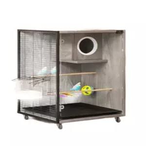 앵무새 케이지 놀이터 이동식 앵무새케이지 소형 아크릴 조류 사육장 사육 투명 바퀴 가정용