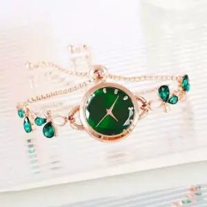 여성 손목시계 그린 스트랩 캐쥬얼 메탈 레이디 컬러 메탈