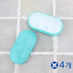 TBZ 알약모양 6칸 타원알약케이스 민트 휴대용약통케이스 약통