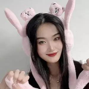 곰돌이 쫑긋 귀마개 핑크 움직이는 왕 겨울 방한 털 방한