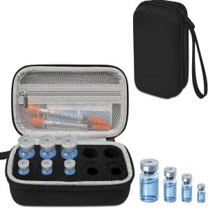 3/5/10ML 펩타이드 케이스 - 메쉬 포켓이 있는 10슬롯 정리함 및 바이알 병에 적합 냉장고용 보관 가방