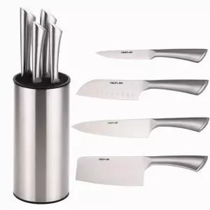 네오플램 스테인리스 칼블럭+스텐칼세트 5종 칼꽂이 식도 과도