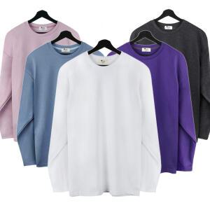 2026 봄 남자 오버핏 루즈핏 라운드 긴팔 티셔츠 빅사이즈 ~5XL까지 w001