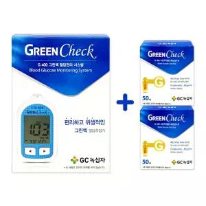 GC녹십자 G400 그린첵 혈당 측정검사지 50매 x 2개 + 혈당 측정기기