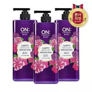 [온더바디]온더바디 퍼퓸 약산성 해피브리즈 바디워시 로즈 아이리스향 900ml x 3개