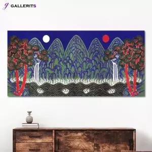 [갤러리츠] 일월오봉도 한국화 풍수 돈들어오는 그림 거실 안방 침실