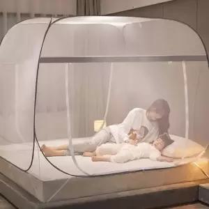 코코비아 원터치 접이식 사각 모기장 텐트 그레이 킹 아기 가정용 캠핑
