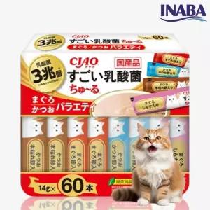 이나바 챠오츄르 대용량 버라이어티팩 스고이 유산균 참치 가다랑어 60개입(SC-386)