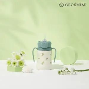 그로미미 스테인리스 빨대컵 유아컵 아기물병 올리브 200ml
