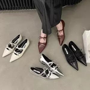 [하프클럽/] 리본포인트 투웨이 스틸레토 단화 플랫 0264