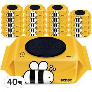 센스 영양가득 꿀벌 물티슈 캡형, 40g, 100개입, 40개 one option