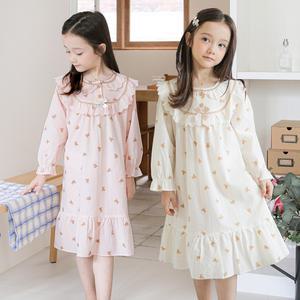 여아 홈웨어 아동 여자아이 원피스 잠옷 공주 어린이 아기 곰돌이 파자마 작은곰D(순면)