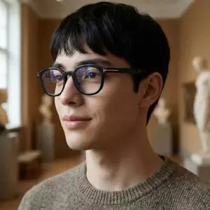 블루라이트차단 안경테 TF6007DB 002 무광 블랙 아시안핏 명품 라운드 뿔테