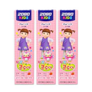 2080 2단계 저불소 어린이치약 콩순이 딸기향 80g x 3개 어린이집 유치 케어 유아 치약