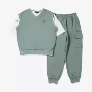 [보리보리/휠라 키즈]5부 티셔츠 코디 3pcs 세트 (FK2FSG2103M_KHI)