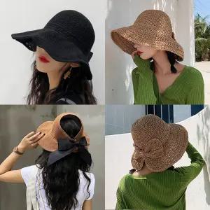 버킷햇 여름 챙 넓은 모자 여성 사파리 브라운 보닛햇 휴양지 할머니 중년 보넷 대두