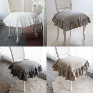 [메종드파리] 워싱면 러플 의자커버 리본끈 묶음 국내제작 식탁의자 덮개 깔개 (색상 택1)